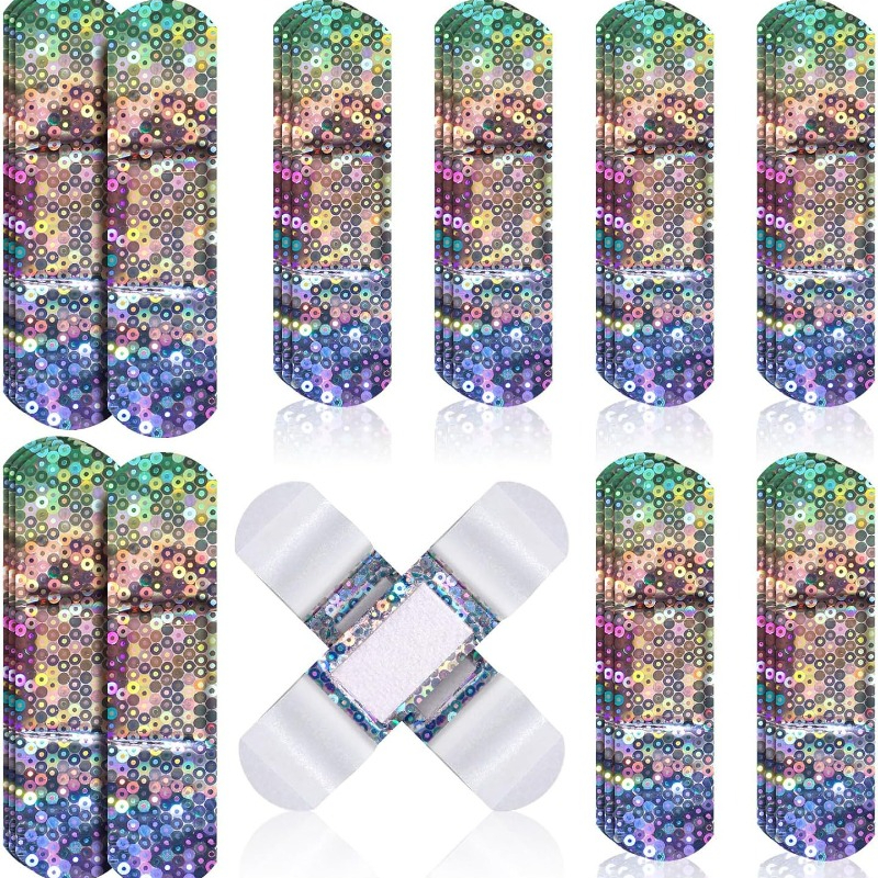 50 teile/satz Laser Farbe Pflaster Stern Streifen Form Gips Holographische Farbe Patch für Wundauflage Mode Klebe Bandagen