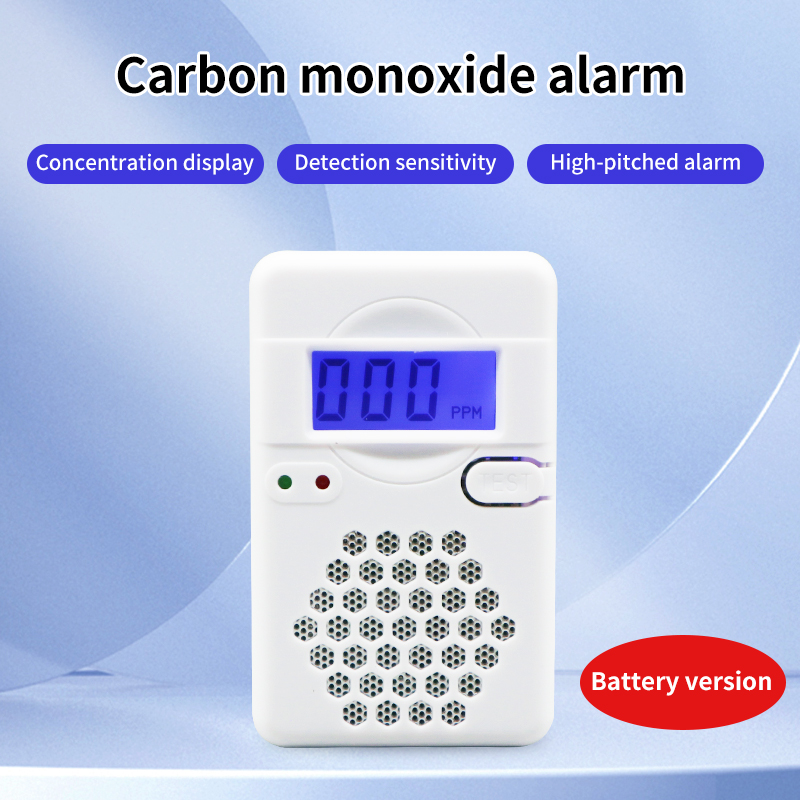 Detector de alarme de monóxido de carbono, luz sonora, aviso, indicador de bateria fraca, sensor de vazamento de co, alimentado por bateria, display lcd para casa
