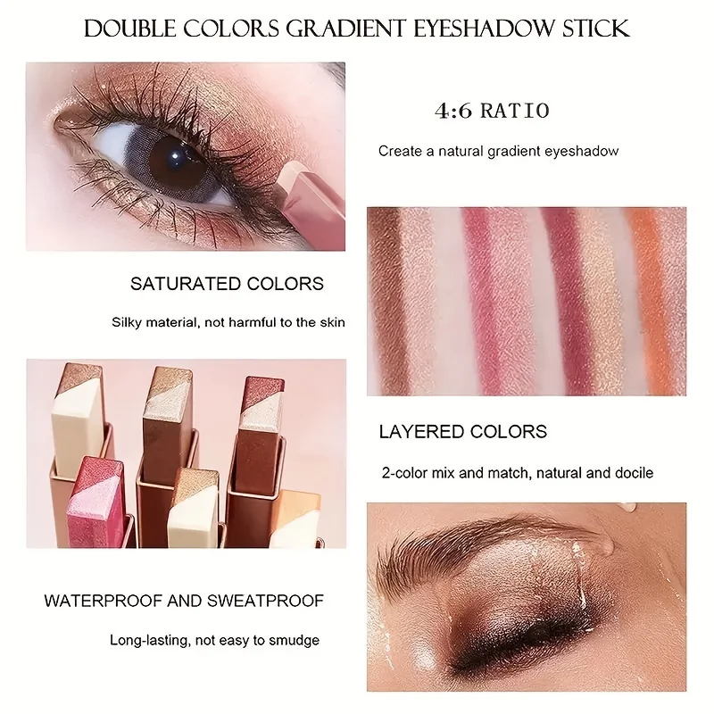 Ombretto sfumato bicolore in stick tridimensionale naturale senza togliere il trucco