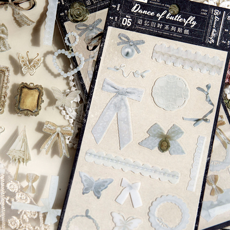 Yoofun Antique Things PET Wax Seal Stickers Vintage Clips Clock Sticker for Scrapbooking Journal Diary Album Decal