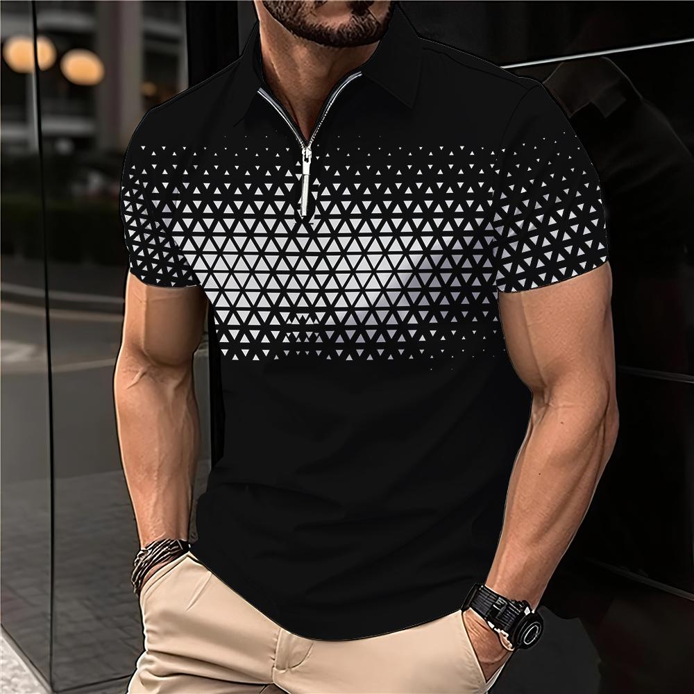 Letnie koszulki dla mężczyzn 2024 Odzież męska z krótkim rękawem Kołnierzyk Drukowanie 3D Zwykła koszula w paski Koszulki polo Moda Pullover Tops