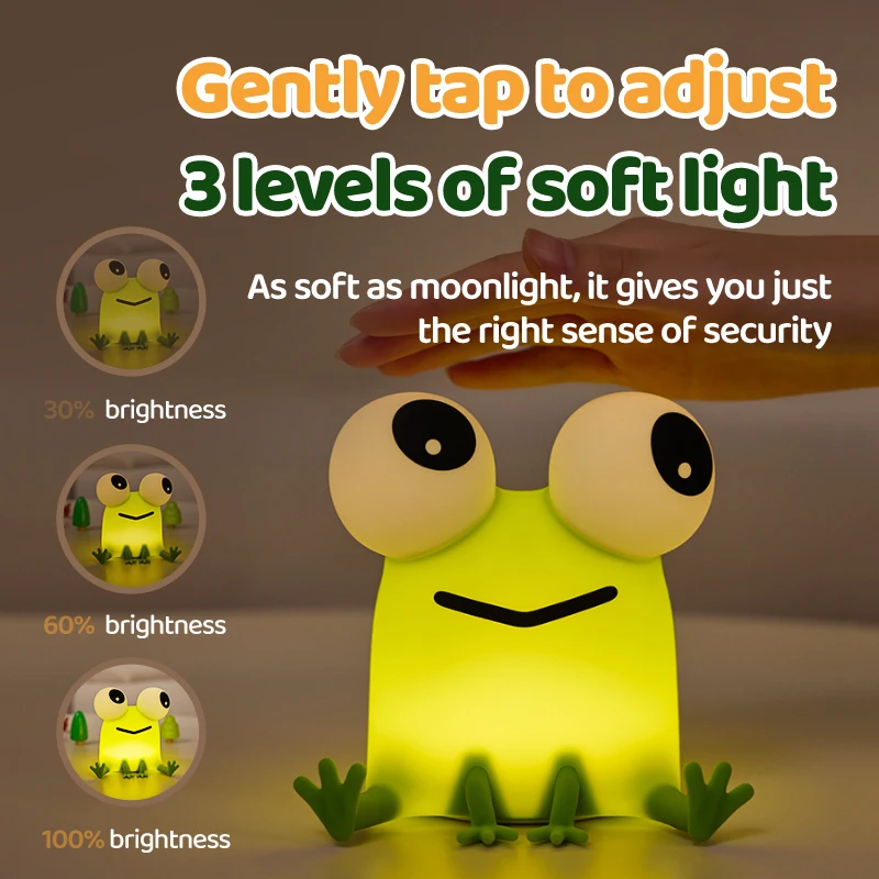 สัตว์น่ารักซิลิโคน Night Light Fox กบเนอสเซอรี่ Sleeping โคมไฟชาร์จเป็ด Touch Sensor ข้างโคมไฟสําหรับตกแต่งห้องนอน