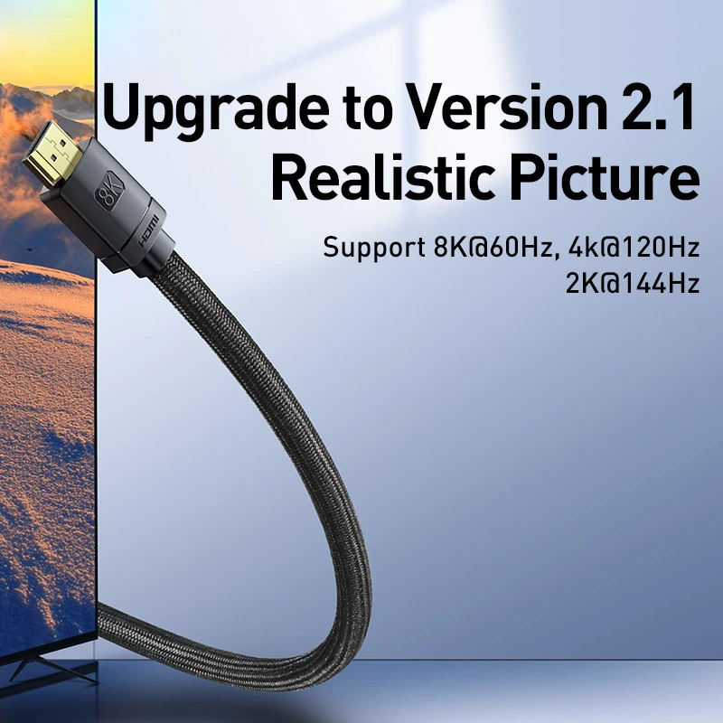 Cavo Baseus compatibile HDMI per Xiaomi Mi Box 48Gbps digitale per PS5 PS4 8K 2.1 4K 2.0 Cavi splitter 8K/60Hz compatibili HDMI