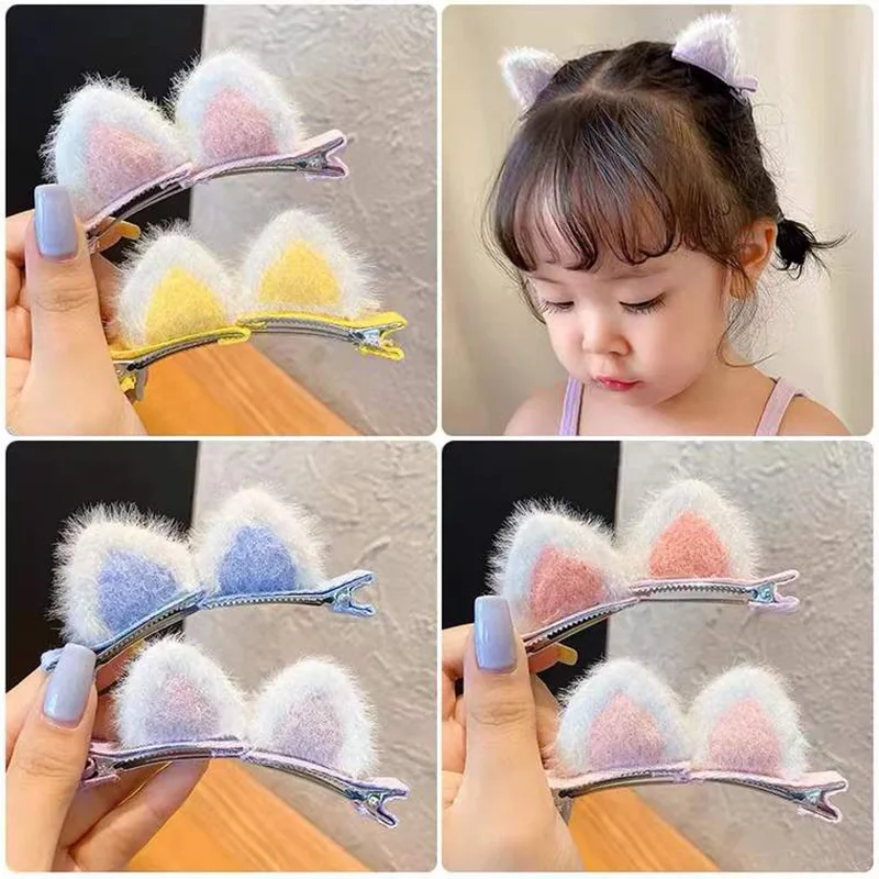 Plüsch-Katzenohren (gedämpftes Brot in Katzenohrform), Kinder-Haarspange, niedlicher Cartoon-Stereo-Clip, Haarspange für kleine Mädchen, Korea