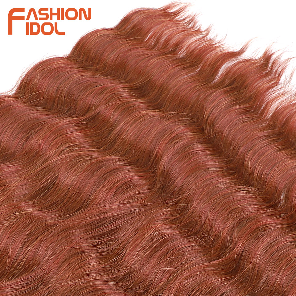 MODA IDOL-Deep Wave Crochet extensões de cabelo, cabelo sintético, Ombre Grey, Water Wave, fibra resistente ao calor, 24"