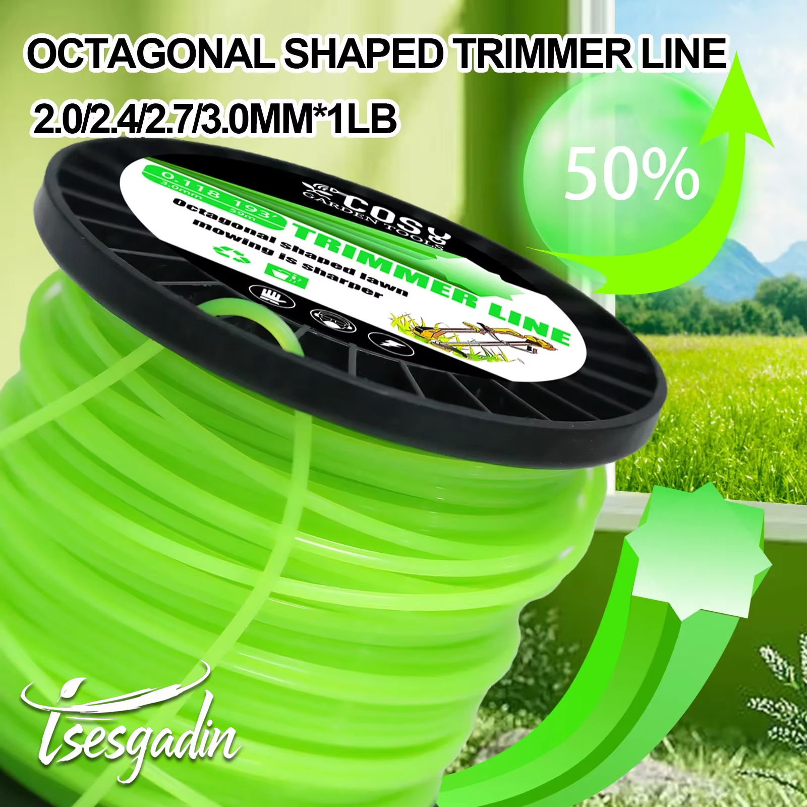 TSES 59–130 м Восьмиугольная форма Леска для кошения триммера Нейлоновая леска для измельчения сорняков Леска для триммера