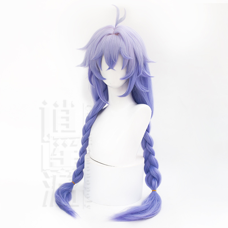 Bailu-合成コスプレウィッグ,80cm,白,紫,耐熱性,ハロウィーンパーティー用