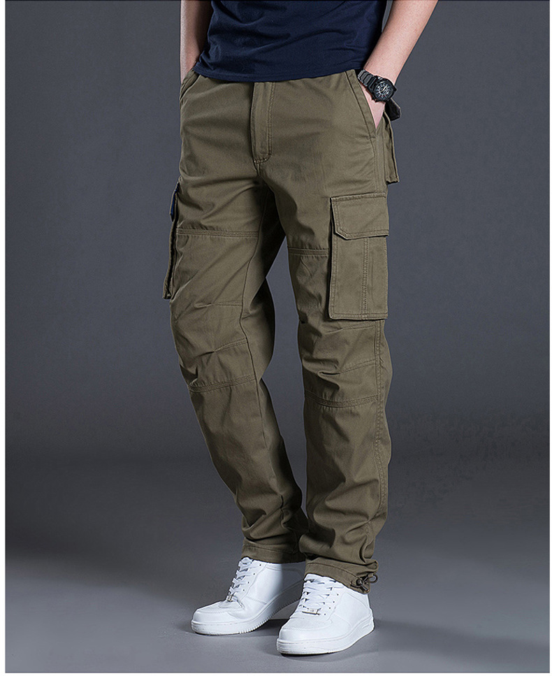 2025, Baumwolle, mehrere Klappentaschen, Herren-Cargohose mit geradem Bein, lockere lässige Outdoor-Hose, Herren-Arbeitshose zum Wandern, taktisch