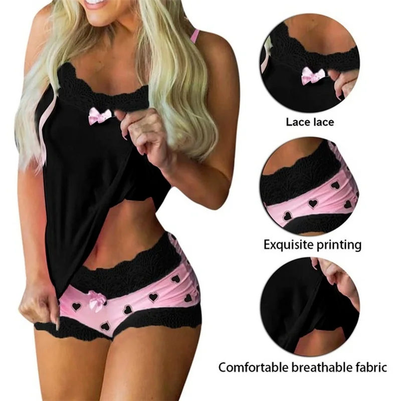 Conjunto de ropa de dormir Sexy para mujer, conjunto de lencería, ropa interior de encaje, chaleco, pantalones cortos, camisola sin mangas, pantalones cortos, camisón 5XL, pijamas