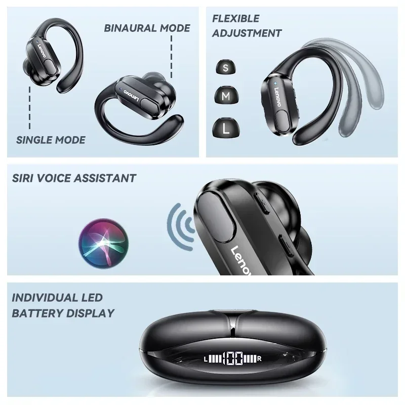 Oryginalne słuchawki bezprzewodowe Thinkplus XT80 słuchawki sportowe zestawy słuchawkowe Bluetooth 5.3 słuchawki douszne z redukcją szumów z mikrofonem zaczepy na uszy