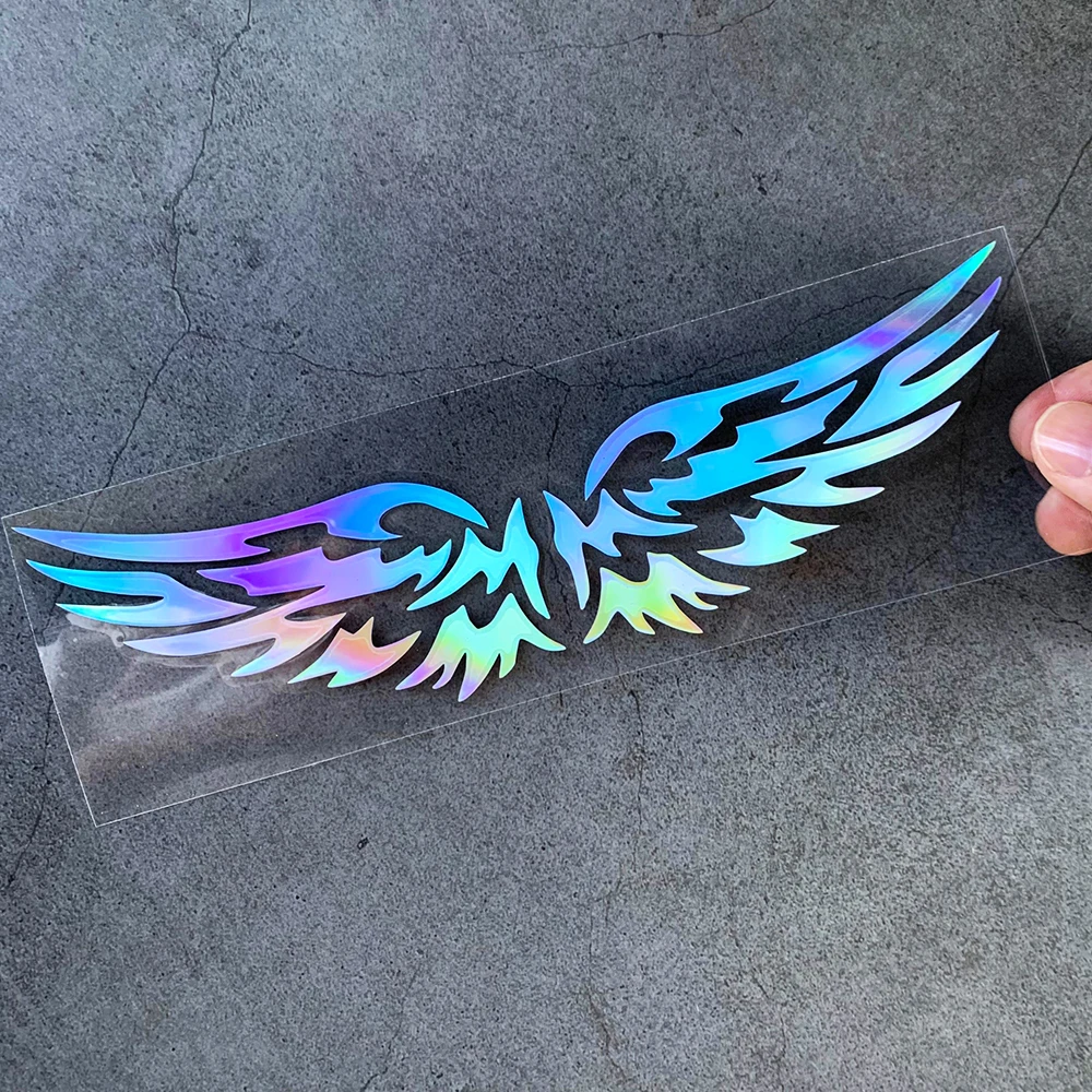 Laser Rainbow Angel Wings Motorcycle Motorbike Body Fuel Tank Decals Car Window Rear Trunk Rearview Mirror Sticker for Honda BMW