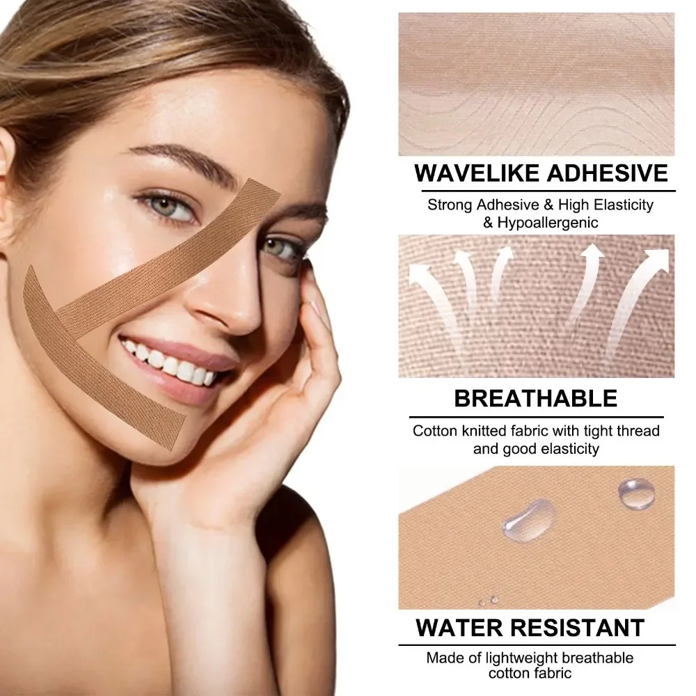 Kinesiology เทปสําหรับใบหน้า V Line คอตาเทปยกริ้วรอย Remover สติกเกอร์บํารุงผิวหน้าเครื่องมือ Bandagem Elastica 2.5 ซม.* 5M