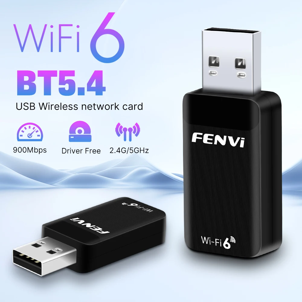 Fenvi WiFi 6 AX900 USB Bluetooth 5.4 Адаптер 2 в 1 Dongle Двухдиапазонный 2,4G 5G USB WiFi Сетевая карта Беспроводной приемник Драйвер Бесплатно