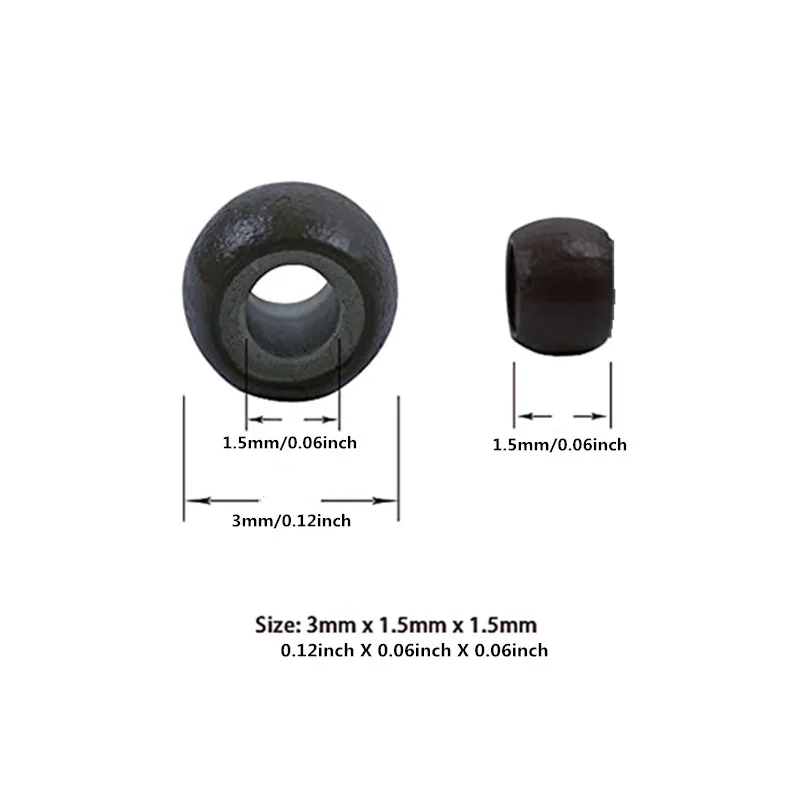 500 pezzi di perline ad anello in rame 3.0mm nano ring beads micro foderato in silicone per estensioni dei capelli
