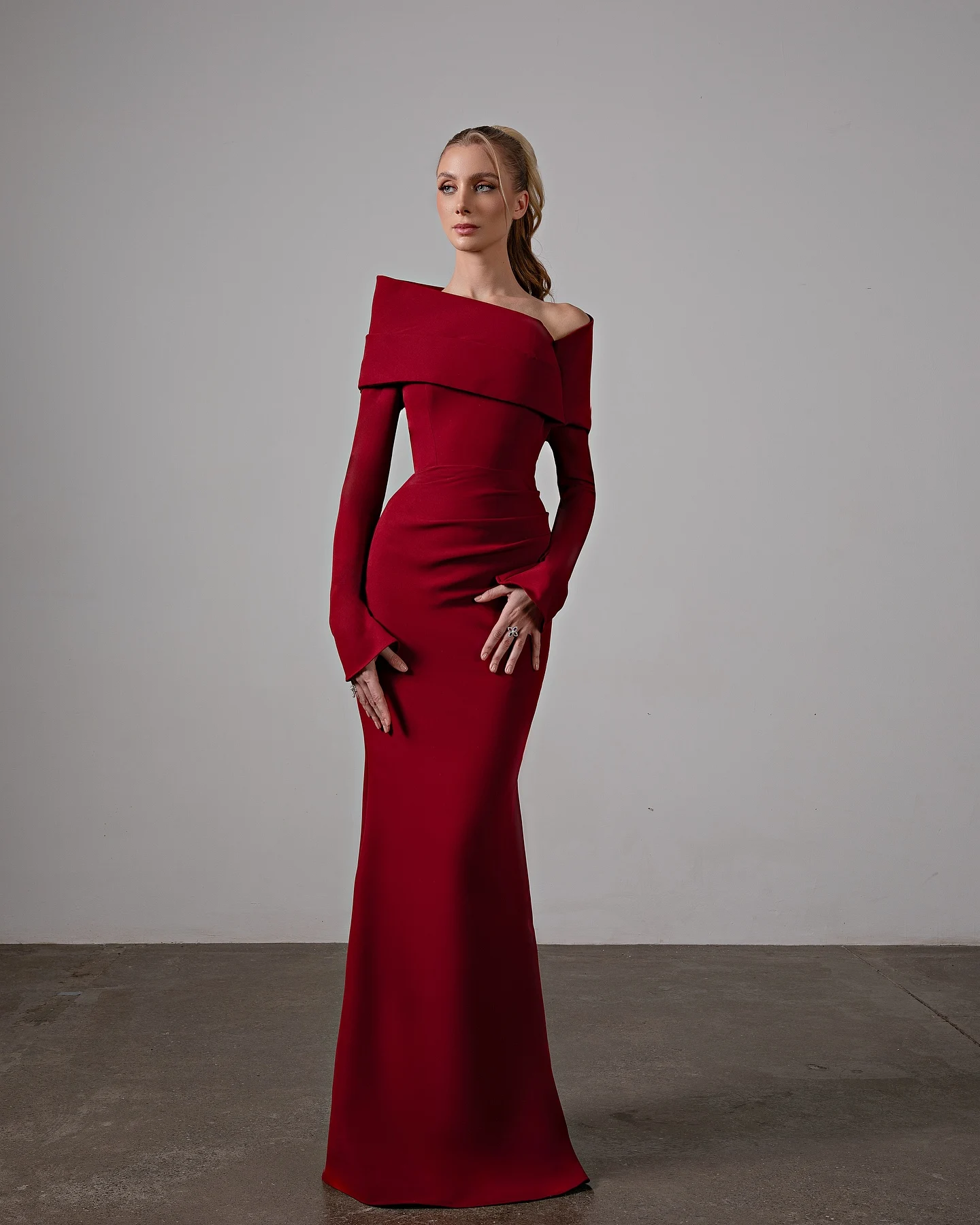 Vestidos de Noche con hombros descubiertos de sirena, Jersey delicado personalizado, vestido de fiesta nupcial moderno de manga larga hecho a medida