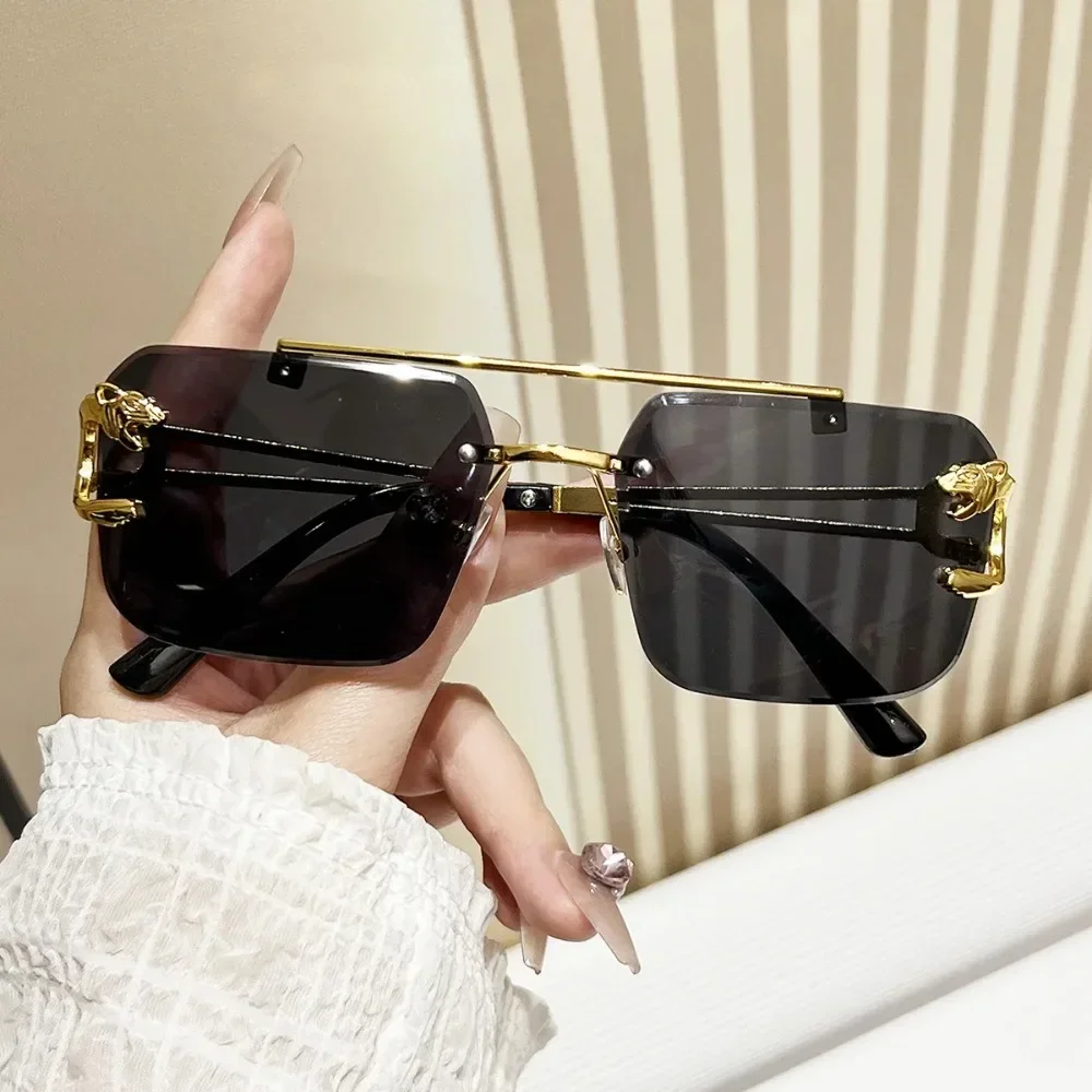 Rahmenlose quadratische Sonnenbrille, modische Sonnenbrille für Damen, europäische und amerikanische bunte Sonnenbrille