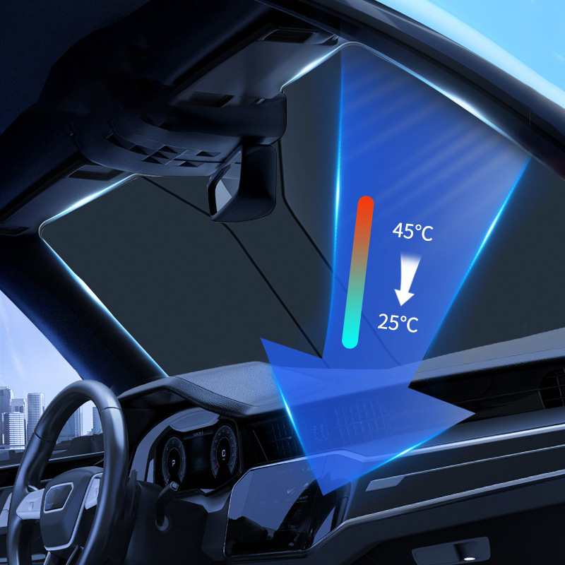 SEAMETAL Auto-Front-Sonnenschutz, faltbarer Windschutzscheiben-Sonnenschutz, universell passend für Auto, LKW, SUV