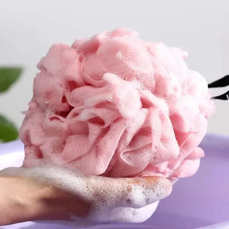 3 pçs grandes bolas de banho cor bloqueando pe banho flor macio esfregando bolha net duas cores banho flor dupla sombra