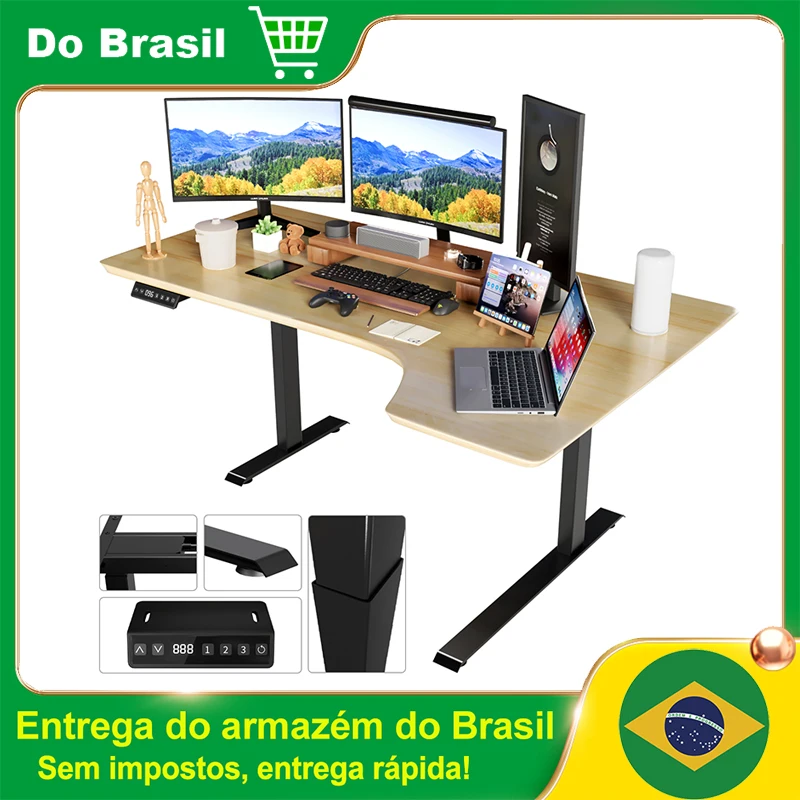 Suporte de elevação de mesa elétrica com motor duplo Mesa de elevação elétrica inteligente Interruptor Hall duplo para mesa de escritório com computador