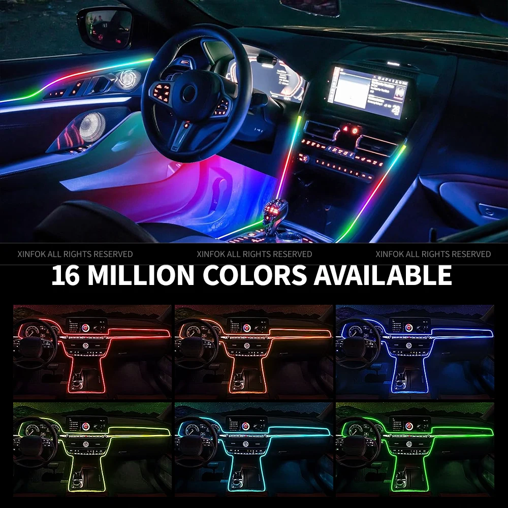 Luces ambientales universales sinfónicas para coche, lámpara LED Interior RGB Streamer, Control por aplicación USB remoto para Tesla Model 3 Y S X