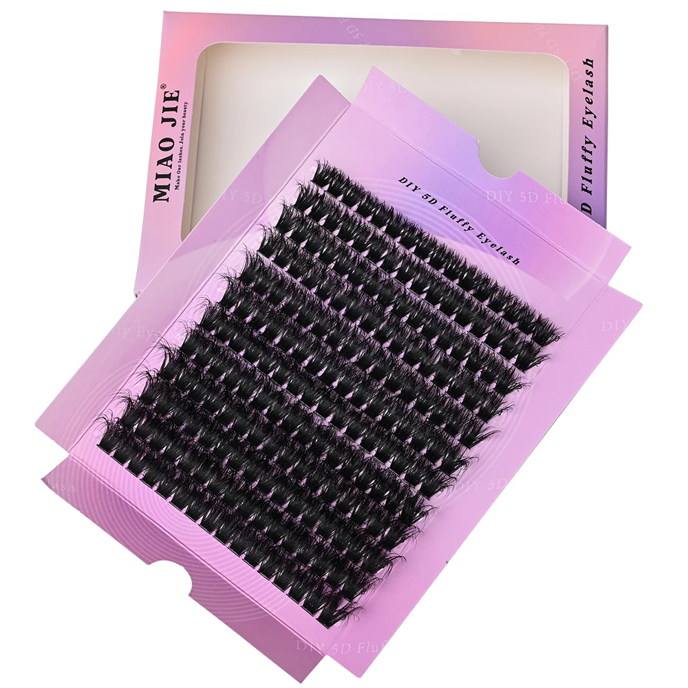 MIAOJIE 240Ps DIY 5D Fluffy Lash กลุ่ม 100D ขนตาหนากลัสเตอร์ CC Curl Wispy ขนตา 10-20 มม.ขนตา Ex