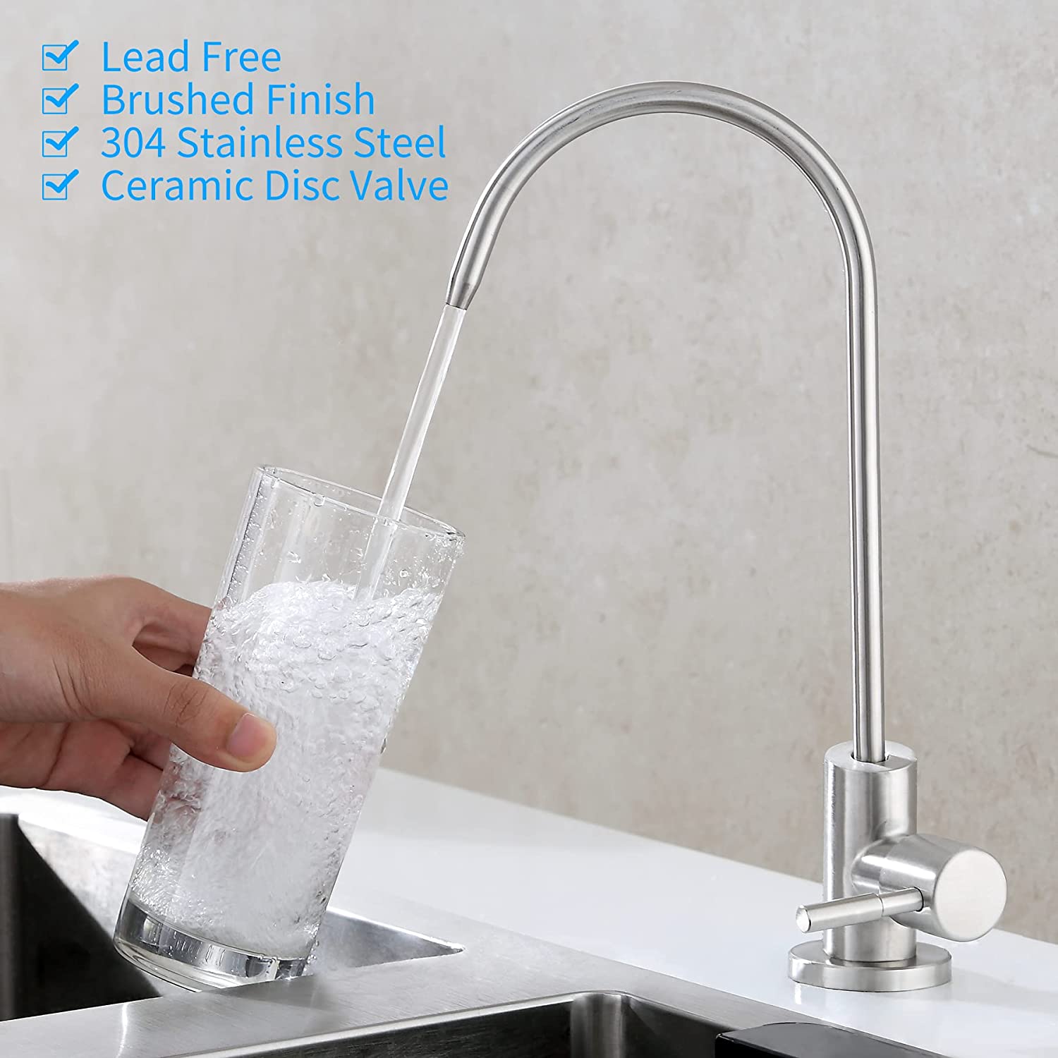 Grifo purificador de agua, grifo filtrado sin plomo que se adapta a unidades de ósmosis inversa o sistema de filtración de agua, grifo RO de cocina