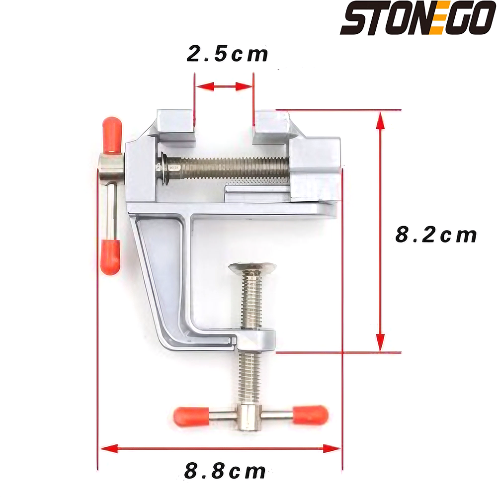 STONEGO 1PC 3.5" Aluminum Mini Bench Vise Table Vise Small Bench Vise DIY Tool Small Vise Small Flat Nose Pliers