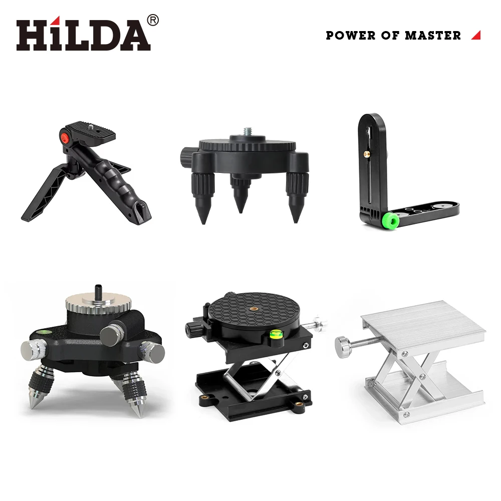HILDA Accesorios versátiles para nivel láser Soporte de trípode ajustable Base de rotación 360 para trípode de interfaz de 1/4 de pulgada