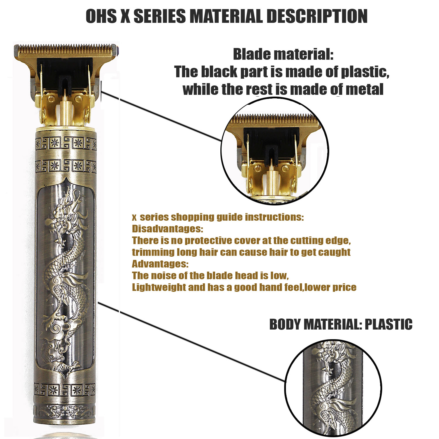 OHS 充電式ヴィンテージ T9 コードレスヘアカット機電気シェーバー男性バリカン理髪トリマーひげカミソリ