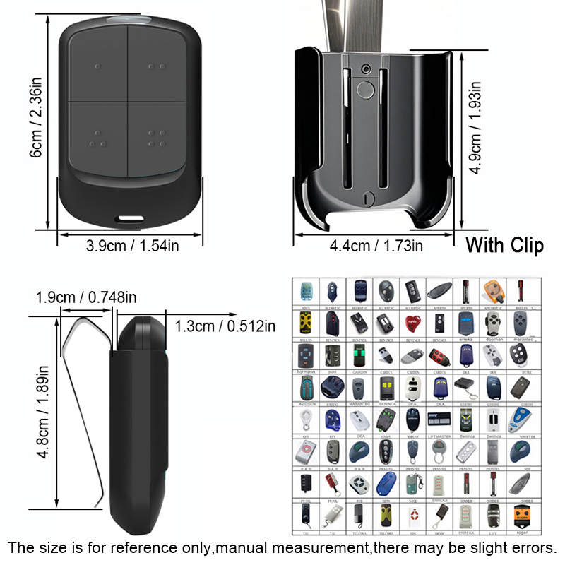 YNG800 Многочастотный пульт дистанционного управления гаражными воротами 280 МГц - 868 МГц с плавающим кодом и фиксированным кодом 433 МГц, ручной передатчик с зажимом