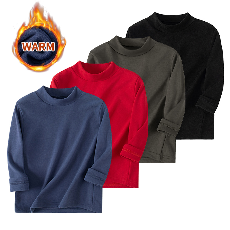 Camisa de cuello medio para niños de 1/3 piezas en otoño e invierno Color sólido Joker Camiseta de manga larga para niñas Casual para niños S