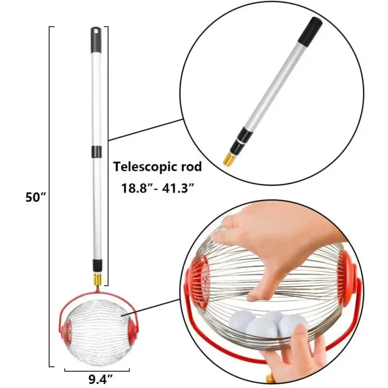 Colector de bolas, cosechadora de nueces rodante, recolector de bolas, herramientas manuales ajustables para exteriores, recolector de nueces, pecanas, manzanas y cangrejos