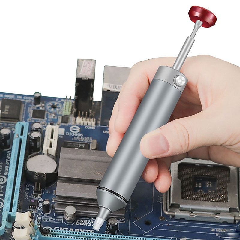 ใหม่อลูมิเนียมที่มีประสิทธิภาพ Desoldering ปั๊มดูดดีบุกปืนบัดกรี Sucker ปากกากําจัดสูญญากาศบัดกรีเชื่อมเหล็กซ่อมเครื่องมือ