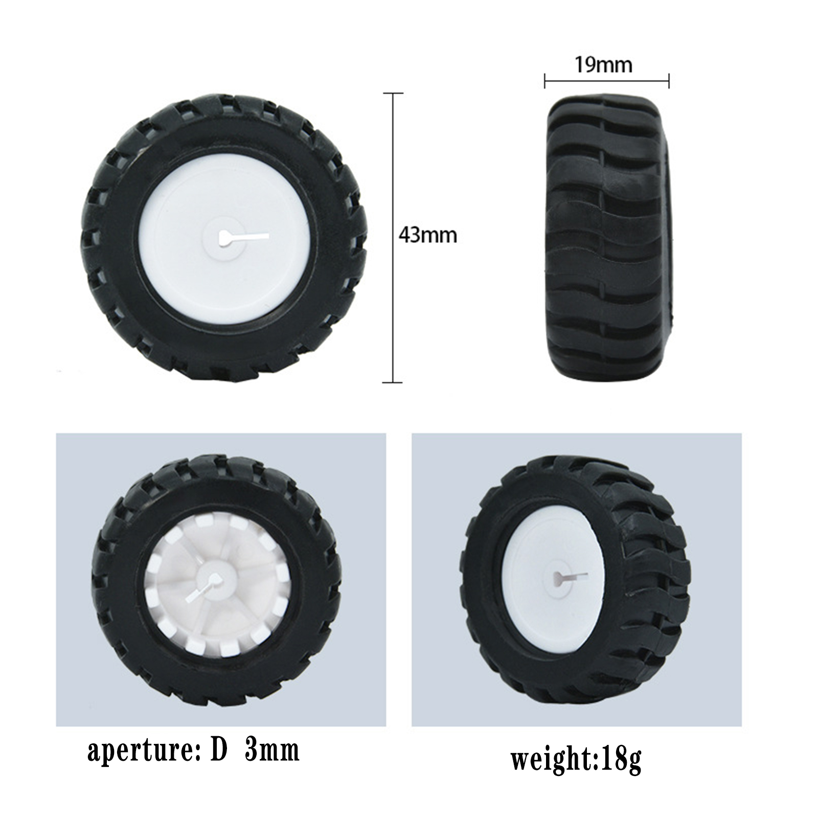 2 pz D-Asse Gomma Pneumatico Robot Accessori 44mm Tracciamento Trolley Modello Ruota Per n20 Motore d Albero Pneumatico Auto Robot Giocattoli FAI DA TE parti