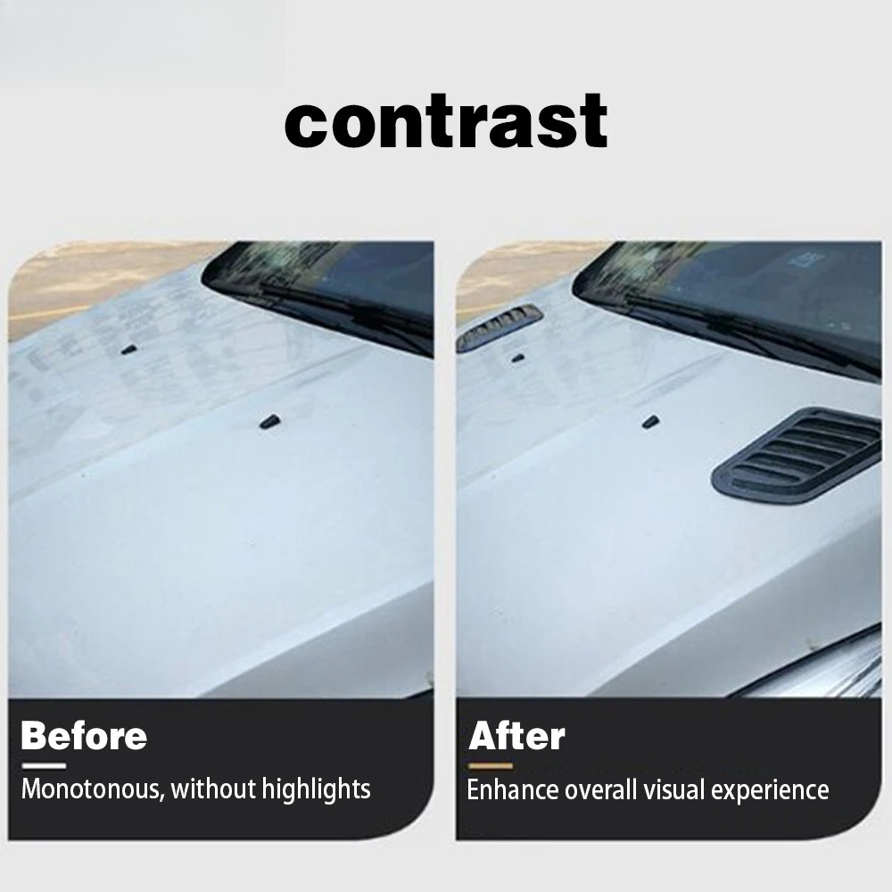 Capa universal para capô de carro, fibra de carbono, entrada de ar, ventilação, 2 peças, acessórios de estilo, decoração externa para fácil instalação