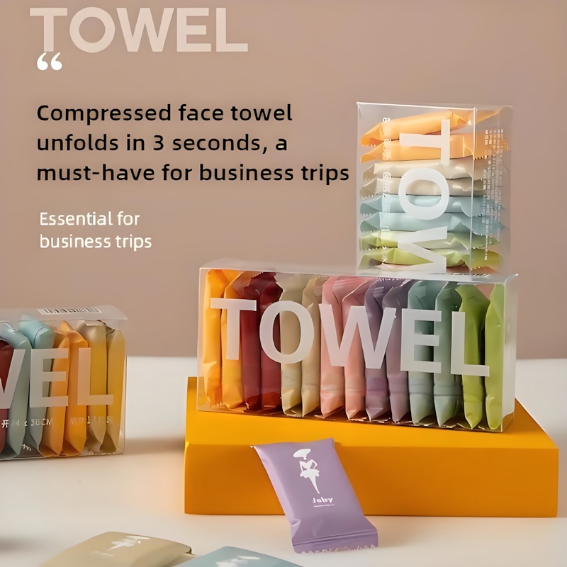 Compressed Travel Towels  - Thick & Soft Disposable Face Towels for Makeup Removal, Camping, Gym, Quick-Expanding & Porta