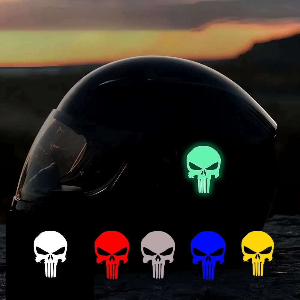 スカルヘッドオートバイグローステッカー防水モトヘルメット装飾バイク燃料タンクサイドフェアリングデカールアクセサリー