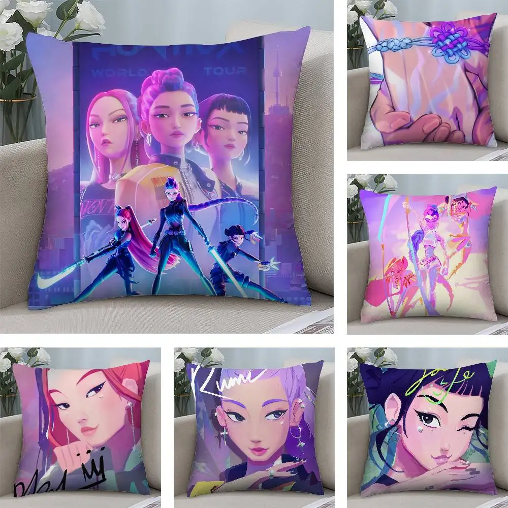 Funda de almohada K-kpop D-Demon H-Hunters, funda de almohada suave de tela de felpa, funda de cojín con estampado de doble cara, regalos para el hogar