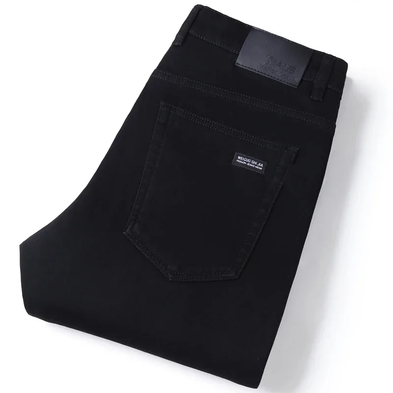 Jeans da lavoro neri vintage primavera autunno uomo casual pantaloni in denim da lavoro classici elasticizzati dritti pantaloni di marca comodi coreani