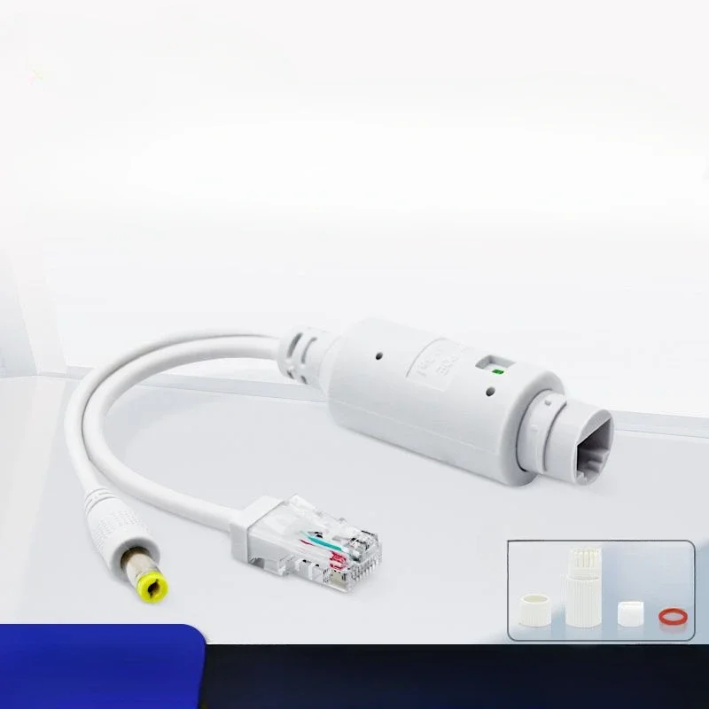 Divisor POE de 48V a 12V Waterprrof con adaptador de vídeo y corriente, inyector de módulo de suministro de Cable para extensor de cámara IP