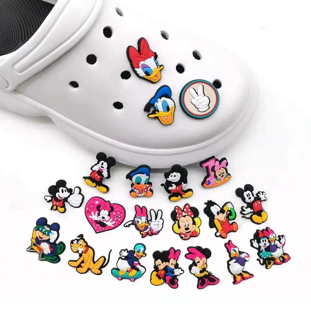 20pcs Mickey Mouse Series รองเท้า Charms ชุดสําหรับ Clogs Bogg กระเป๋า Bubble Slides รองเท้าแตะ, PVC ตกแต่งรองเท้ากระเป๋าชายหาดอุปกรณ์เสริม