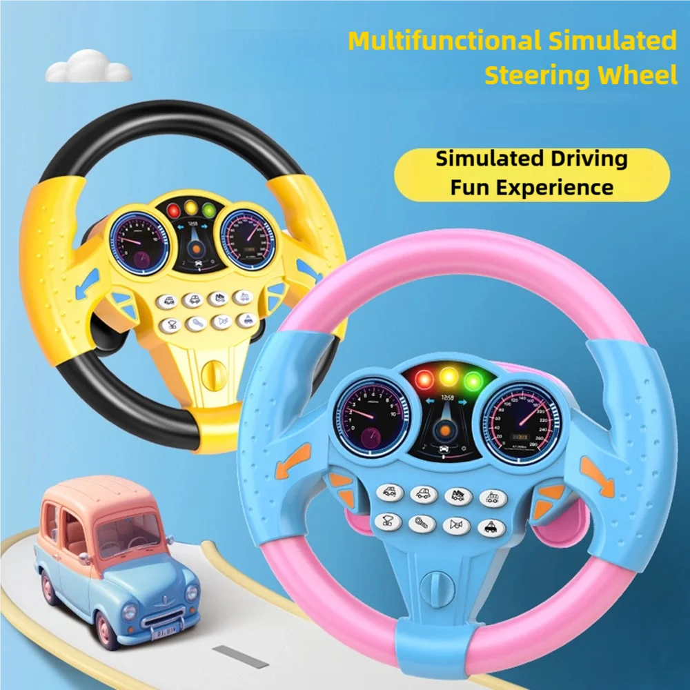 Children's Steering Wheel Toy Simulates Co-Pilot 360-Degree Rotating Music Steering Wheel Educational Enlightenment Toy