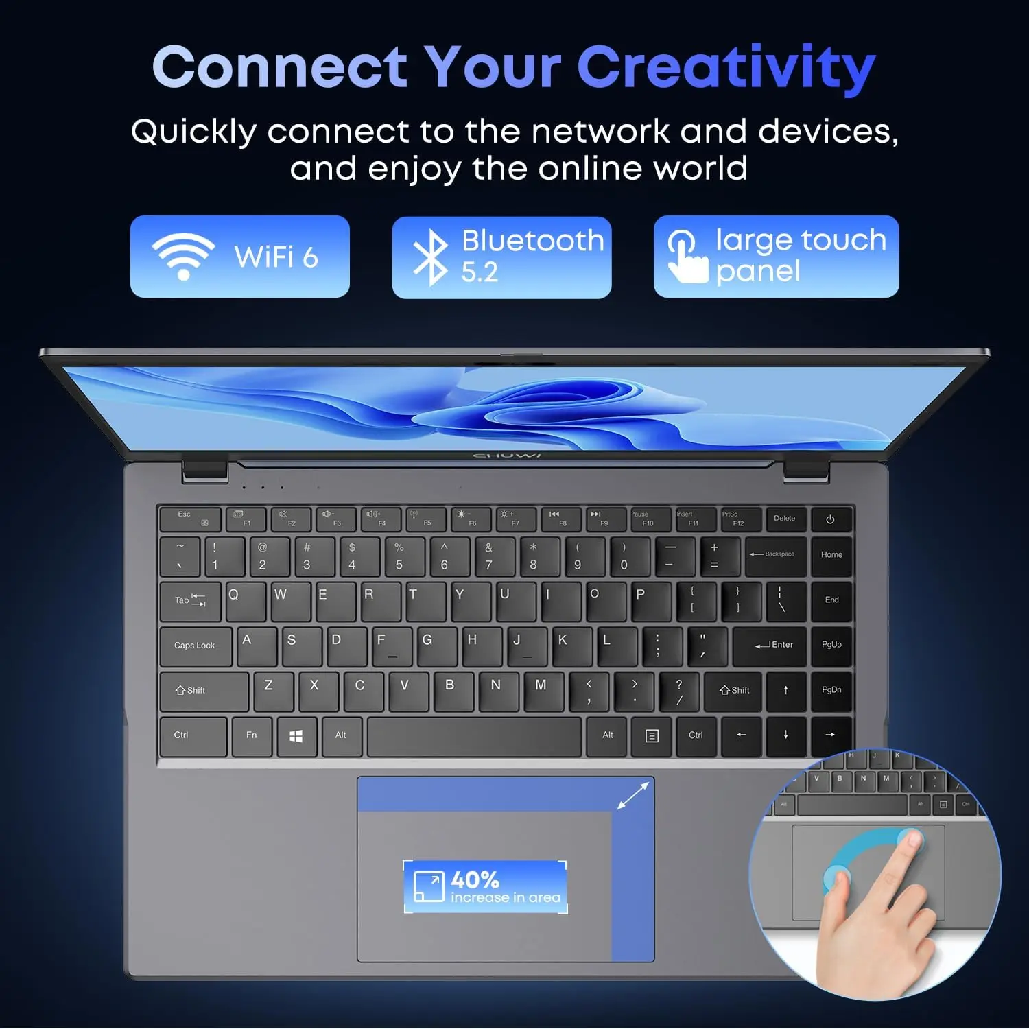 Laptop CHUWI GemiBook XPro 8GB LPDDR5 256GB SSD Intel N100/N150 UHD Graphics 12. generacji 14.1'' FHD 1920*1080 Windows 11 Laptopy