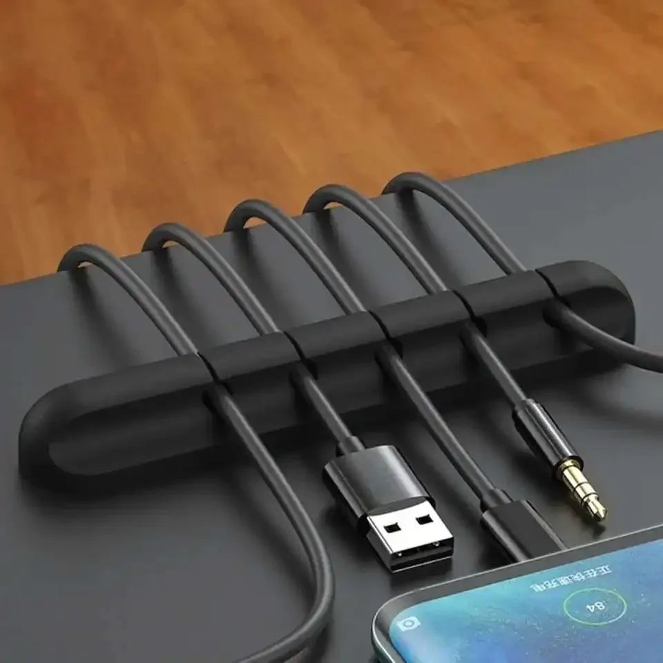 Organizador de cables USB de silicona, enrollador de cables, Clips de gestión ordenados de escritorio, soporte de cables para ratón, organizador de cables para auriculares