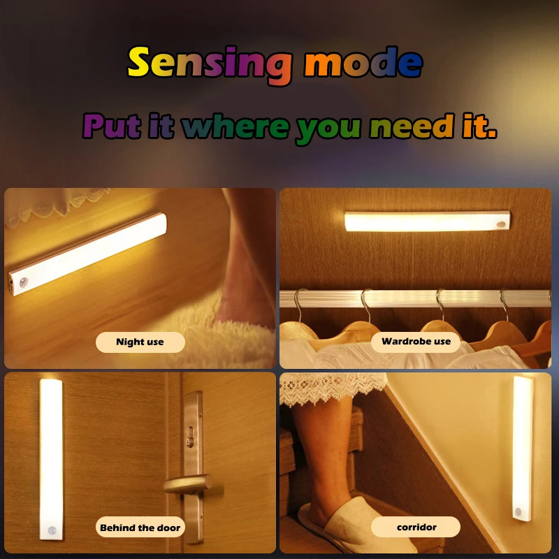 CY Kabellose wiederaufladbare LED-Schrankleuchte mit Bewegungsmelder – ideal für Schrank, Küche, Kleiderschrank, Treppen – batteriebetriebene Nacht