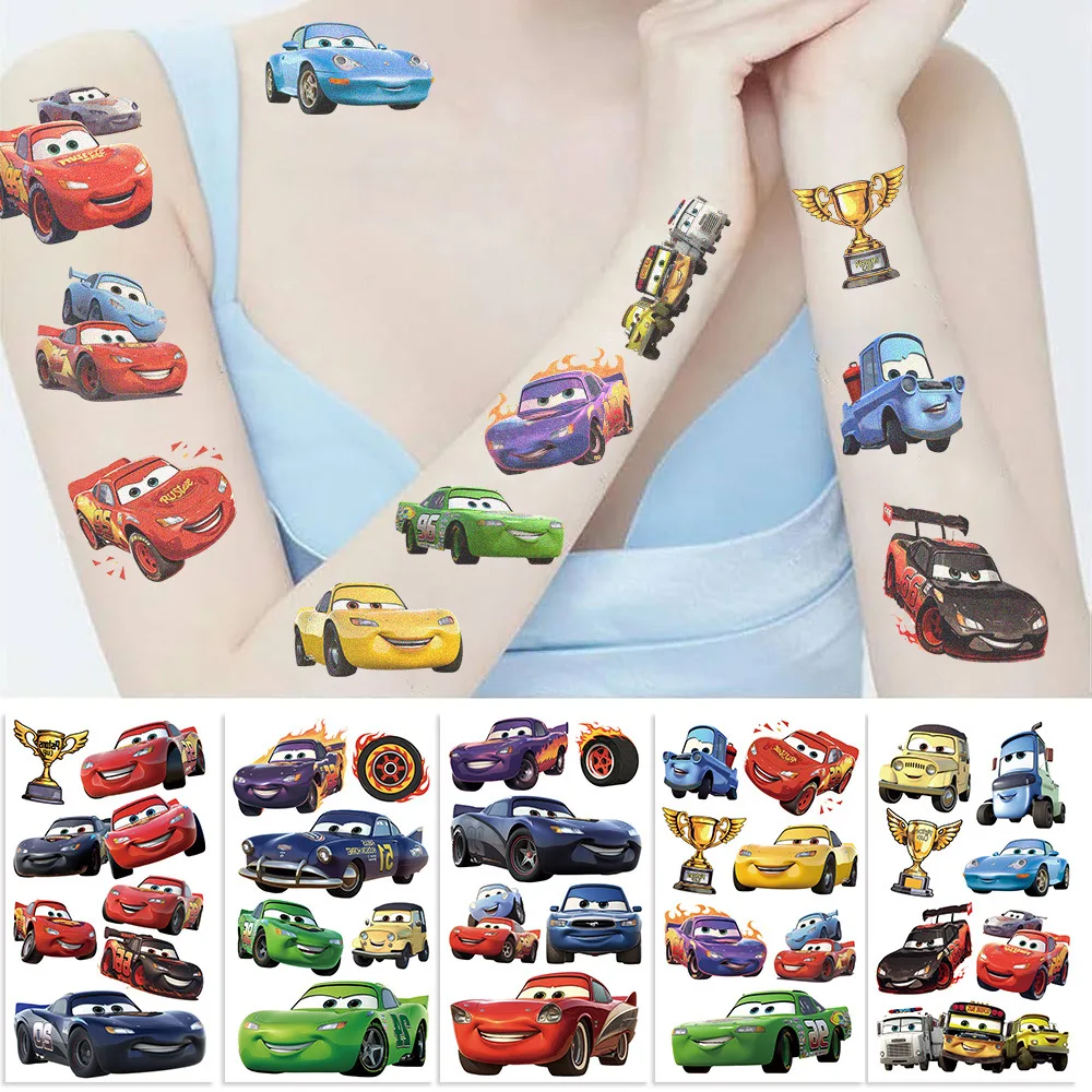 10 шт./компл. Disney Lightning Mcqueen временная татуировка мультфильм автомобили татуировка для забавной подарок на день рождения наклейка