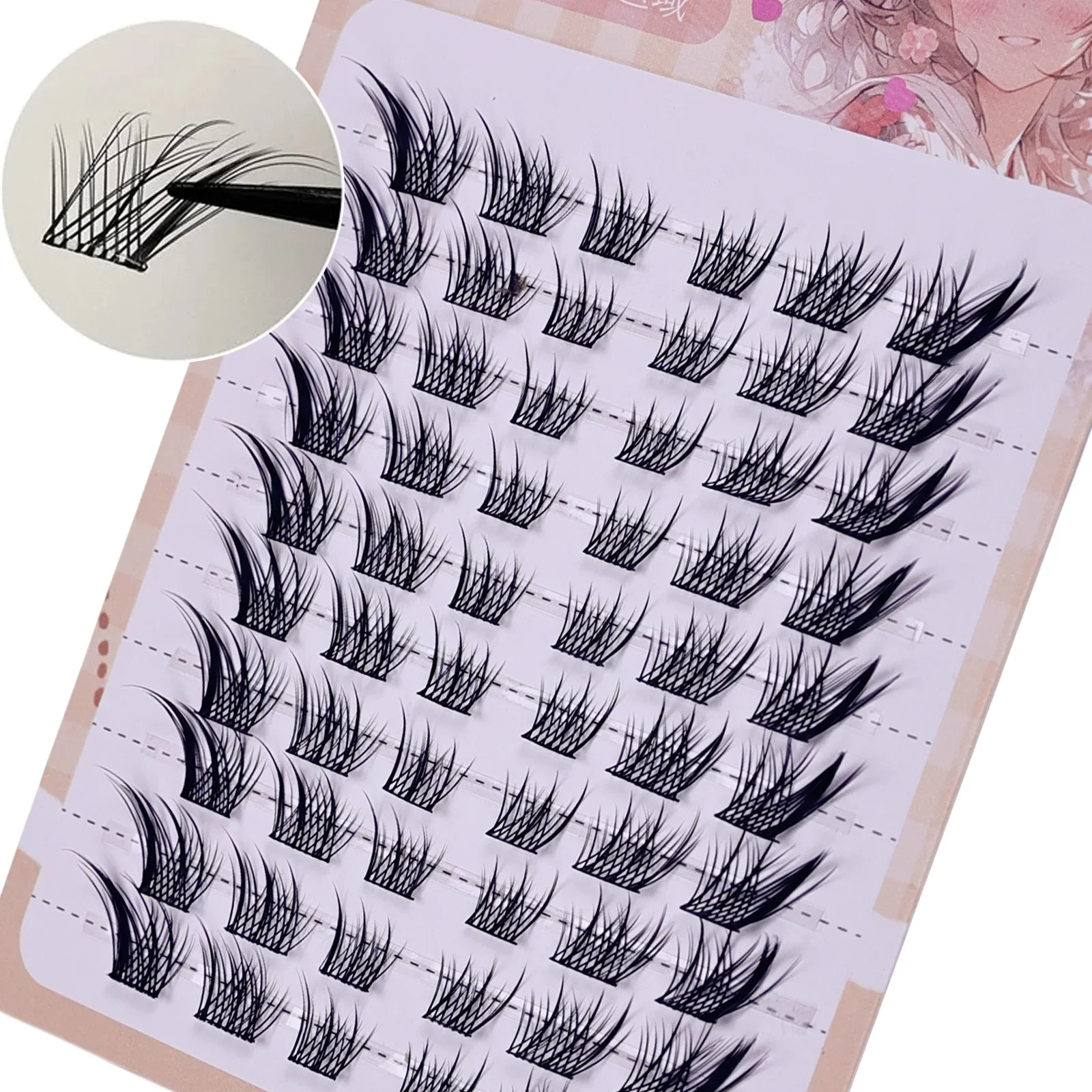 Fox Eye Effect Fluffy False Eyelashes Reusable DIY Segmented Thick Winged Lash Extension Daily Use