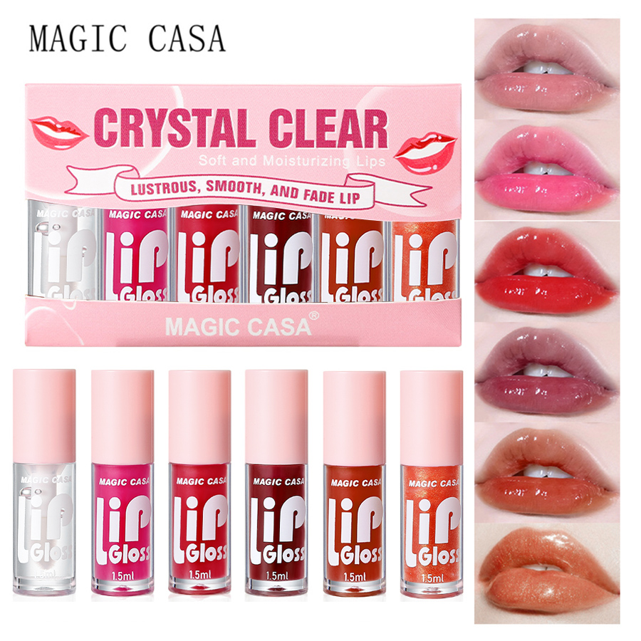 MAGIC CASA 6 unids/set botella pequeña aceite de labios de gelatina hidratante de larga duración líquido hidratante de labios suave y brillante