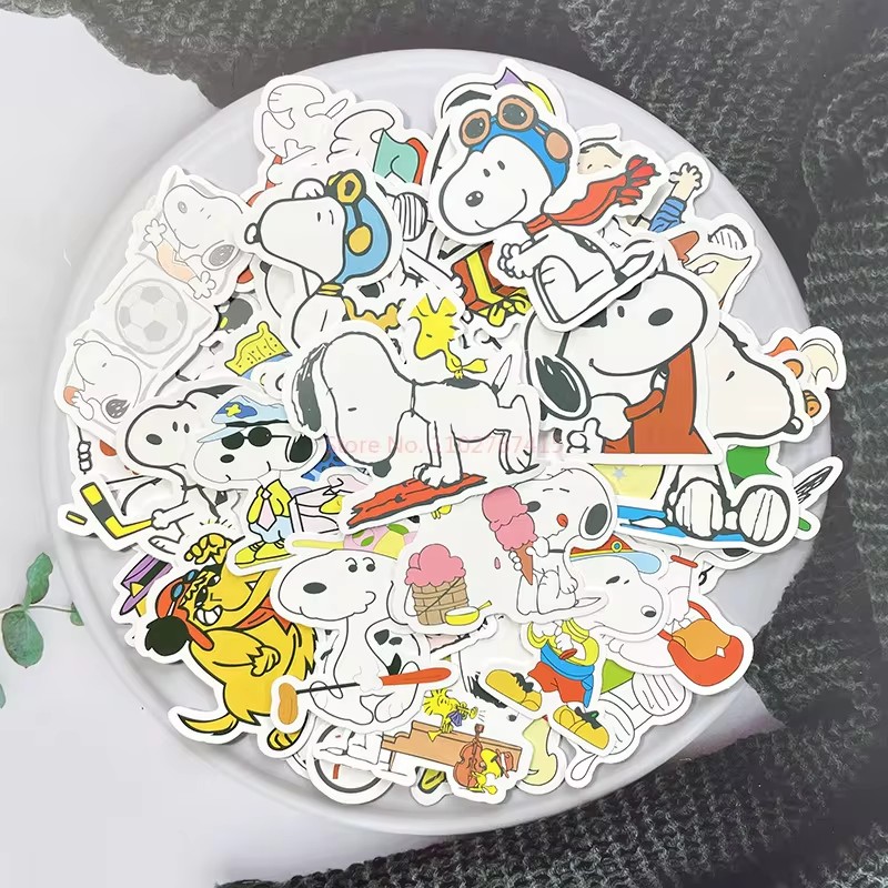 100/200pcs อะนิเมะ Snoopy เครื่องเขียนสติกเกอร์น่ารักการ์ตูนเครื่องเขียนนักเรียนโน้ตบุ๊ค DIY ตกแต่ง Expression Graffiti สติกเกอร์