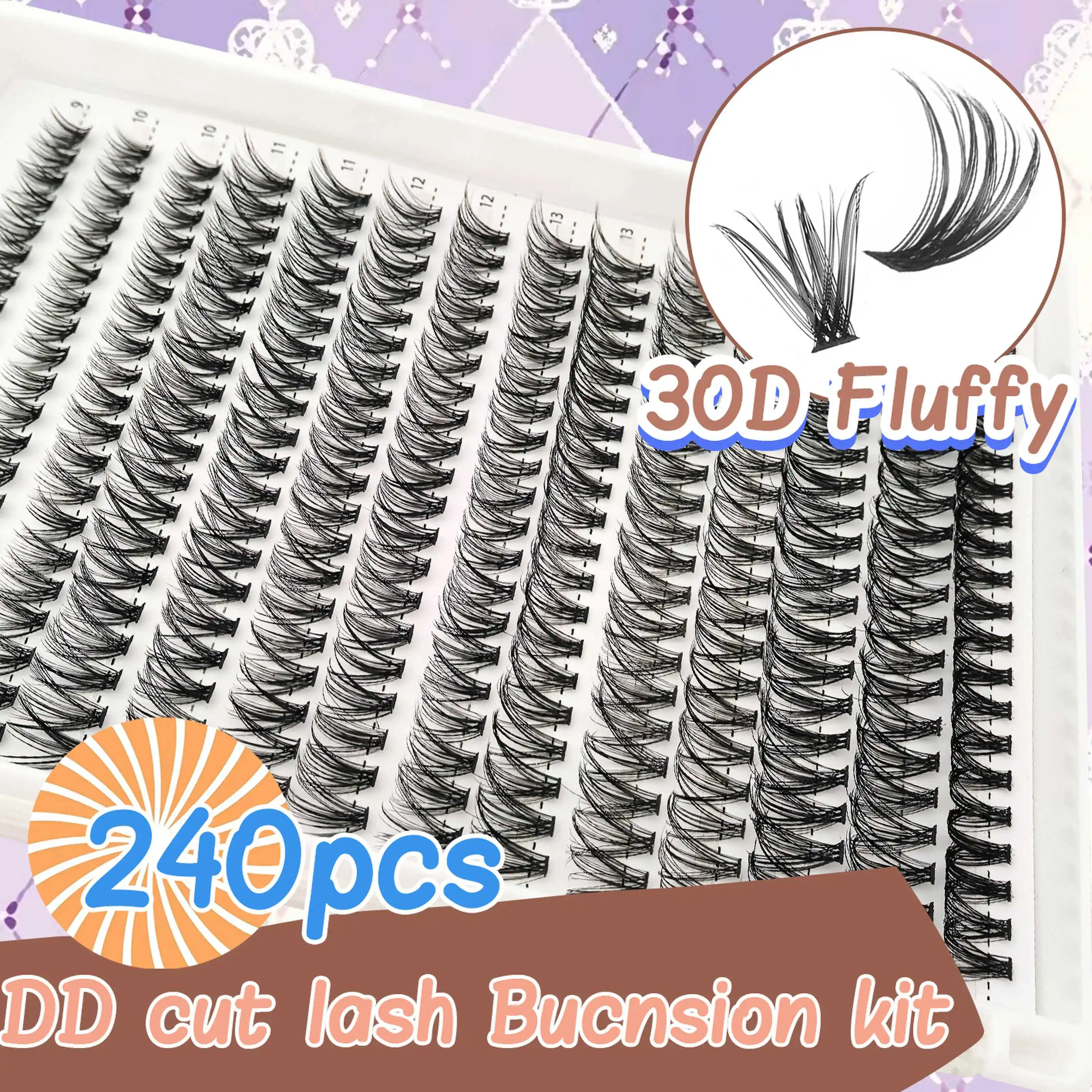 Feather-Light Natural Cluster Lashes Kit – Effortless Daily Glam in Seconds! All-in-One Tool Set for Foolproof Fluttery Looks